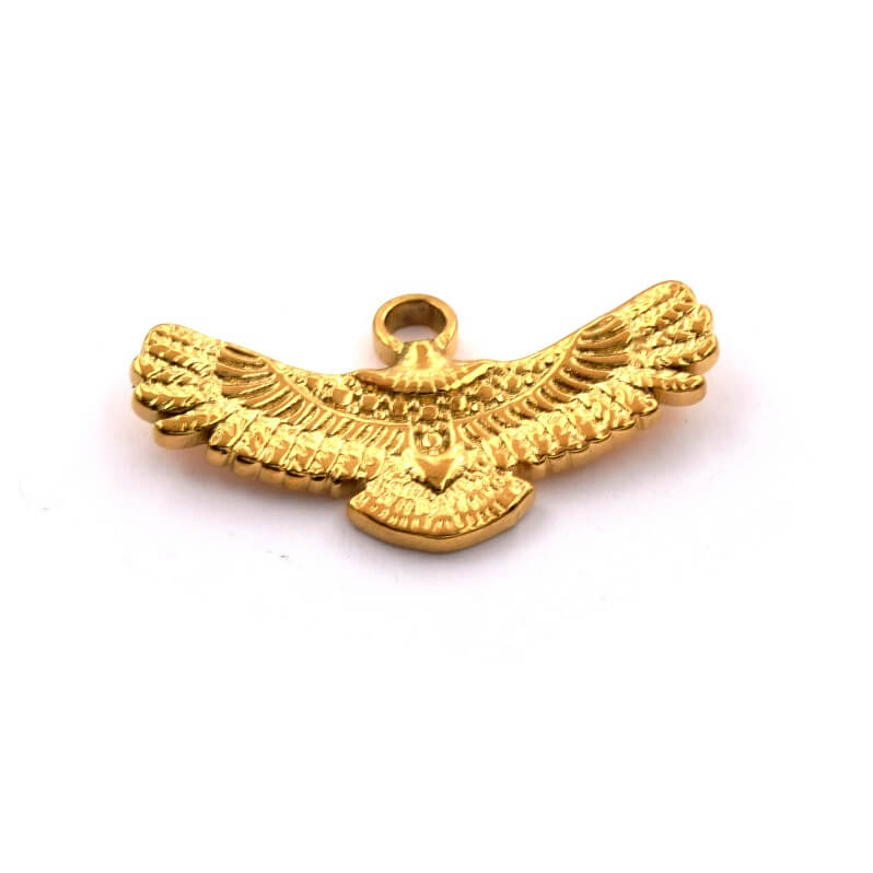 Pendentif oiseau aigle volant acier inoxydable doré 13x25 5mm