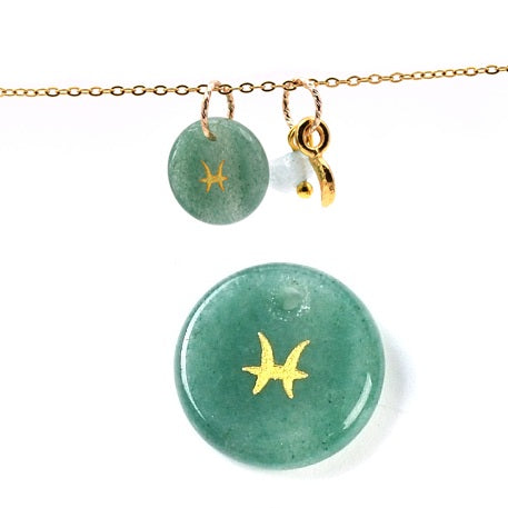 Achat Pendentif aventurine verte 12mm signe astrologique Poisson - Trou: 1mm (1)