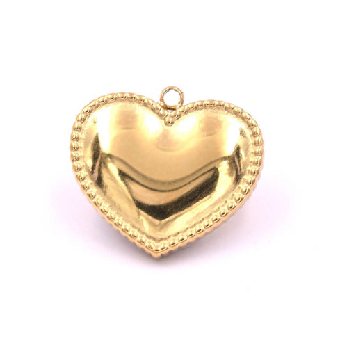 Achat Pendentif coeur perlé acier inoxydable doré 17x19mm - trou: 1.4mm (1)