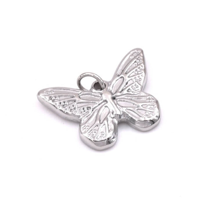 Pendentif papillon en acier inoxydable 12x16mm - Trou: 2mm (1)