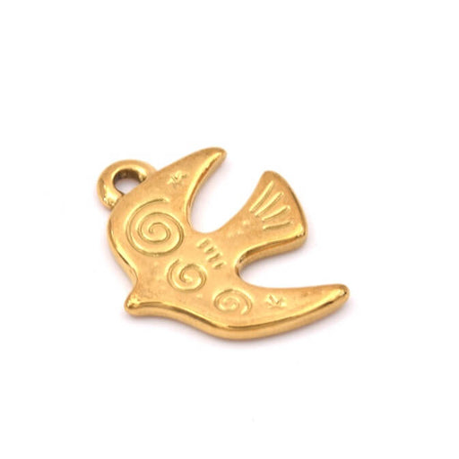 Achat Pendentif oiseau volant acier inoxydable doré 16x18mm (1)