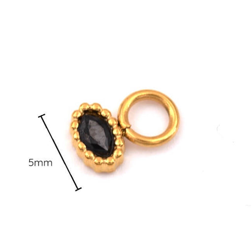 Achat Pendentif oeil acier inoxydable doré et strass noir 5mm - Trou: 2mm (1)