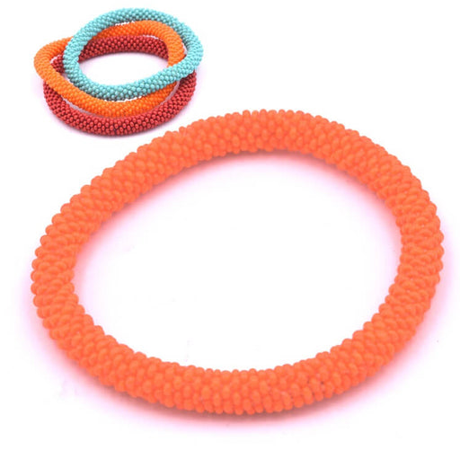 Achat Bracelet jonc crocheté Népalais uni orange 65mm (1)