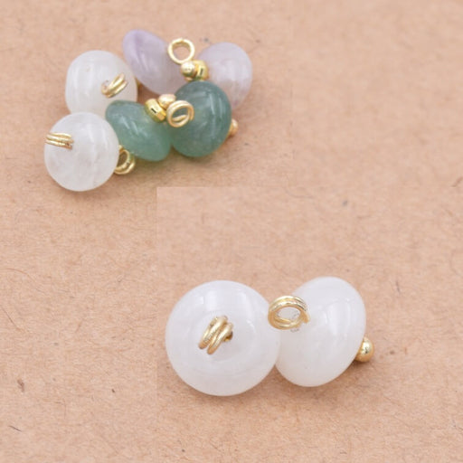 Achat Pendentif rondelle bouton en jade blanc et laiton doré 10mm (2)