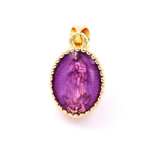 Achat Médaille ovale avec Vierge Guadalupe émail violet 15mm et bélière (1)