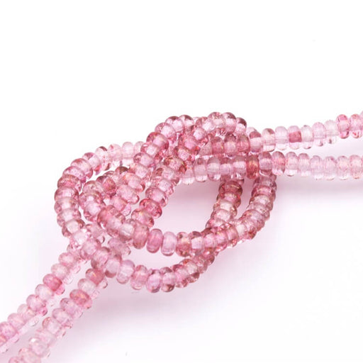 Perle rondelle de Bohème Luster-Transparent Topaz/Pink 3mm (1fil-18cm)