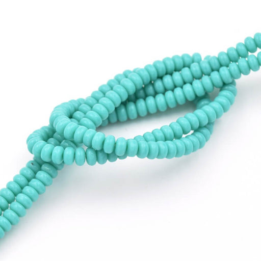 Perle rondelle de Bohème Turquoise 3mm - Trou: 0.8mm (1fil-18cm)