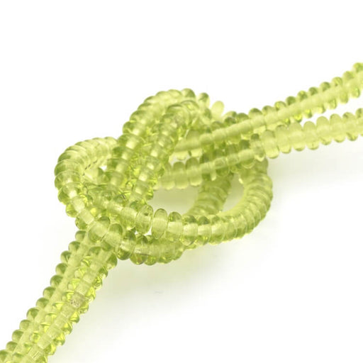 Perle rondelle de Bohème Olivine 3mm - Trou: 0.8mm (1fil-18cm)