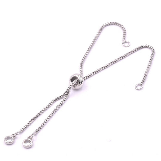 Achat Chaîne maille carré réglable laiton platiné pour bracelet 10cm et zircons (1)