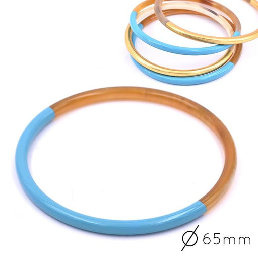 Bracelet jonc corne bleu turquoise 63-66mm - Epaisseur : 3mm (1)