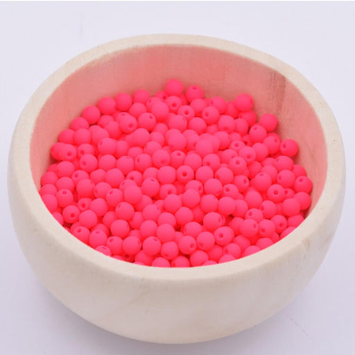 Achat Perle ronde de Bohème fluo Neon Pink 3mm (30)