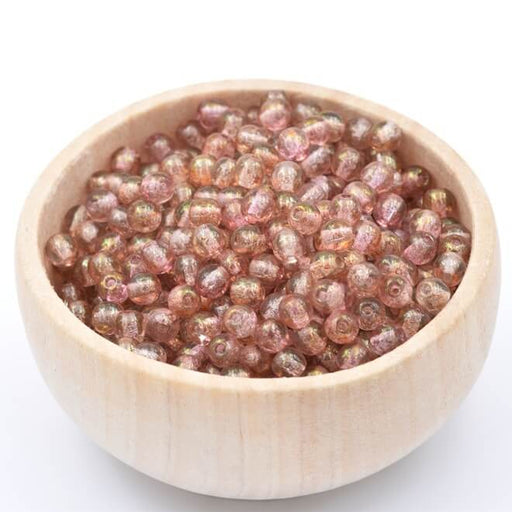 Achat Perle ronde de Bohème Luster Transparent Topaz Pink 4mm (50 perles)