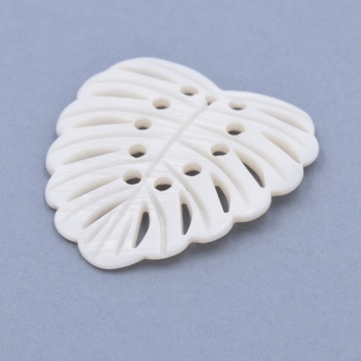 Pendentif nacre coquillage blanc feuille Monstera 42x39mm (1)