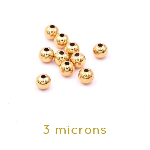 Achat Perle ronde plaqué or 3 microns 3mm - Trou : 0.8mm (10)