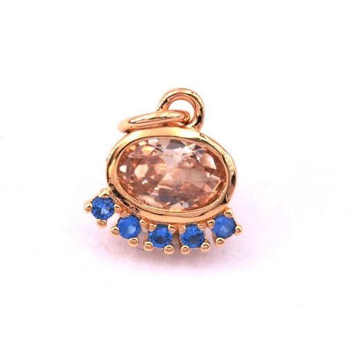 Achat Pendentif ovale zircon golden shadow et bleu plaqué or 3 microns 9mm (1)