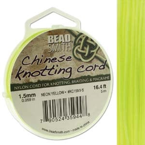 Achat Cordon fil tressé en nylon 1.5mm jaune neon fluo - bobine de 5m (1)