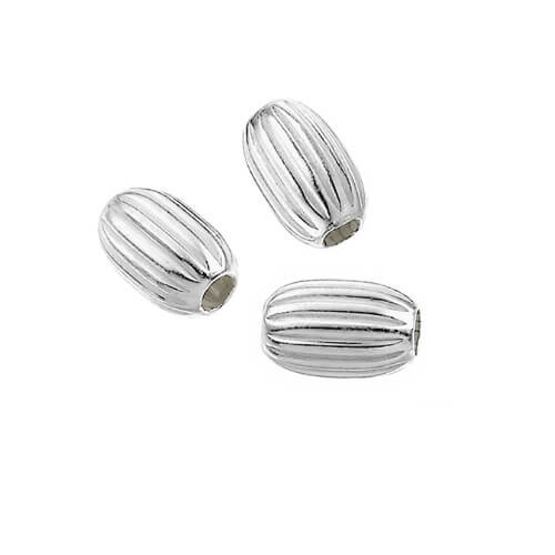 Perle ovale striée 5x3.5mm - argent 925 - trou : 1 mm (3)