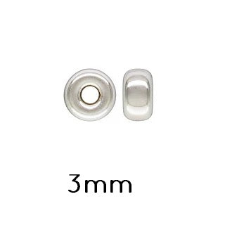 Perle rondelle heishi argent 925 3mm - Trou: 1.1mm (10)