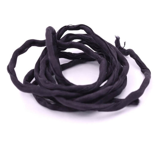 Achat Cordon de soie naturelle teinture main noir 2mm (1m)