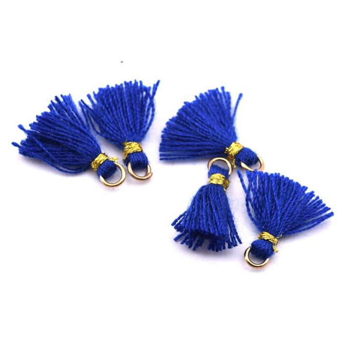 5 mini pompons fil doré bleu roi 15mm (5)