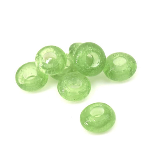 Achat Perle rondelle donut ethnique en pate de verre vert Péridot 6-7mm (4)