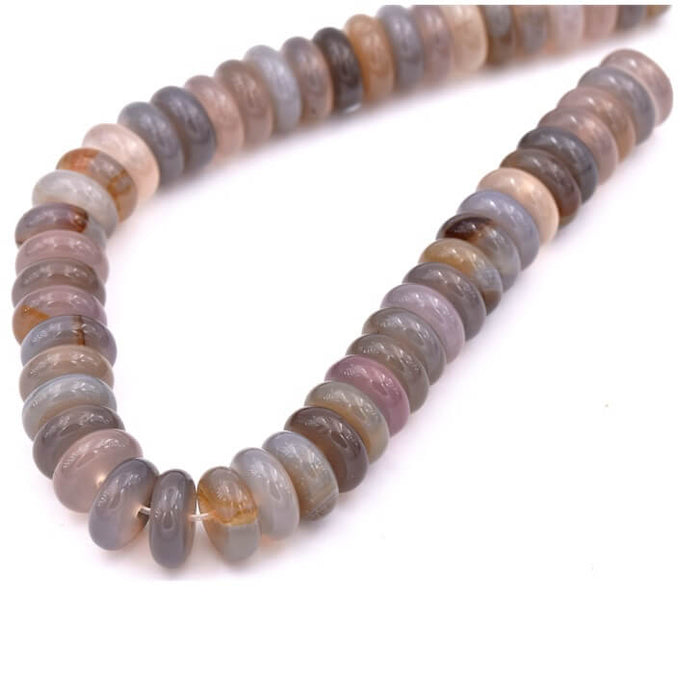 Perles rondelles donuts agate grise 10x4mm - Trou: 1mm (1 fil-20cm)