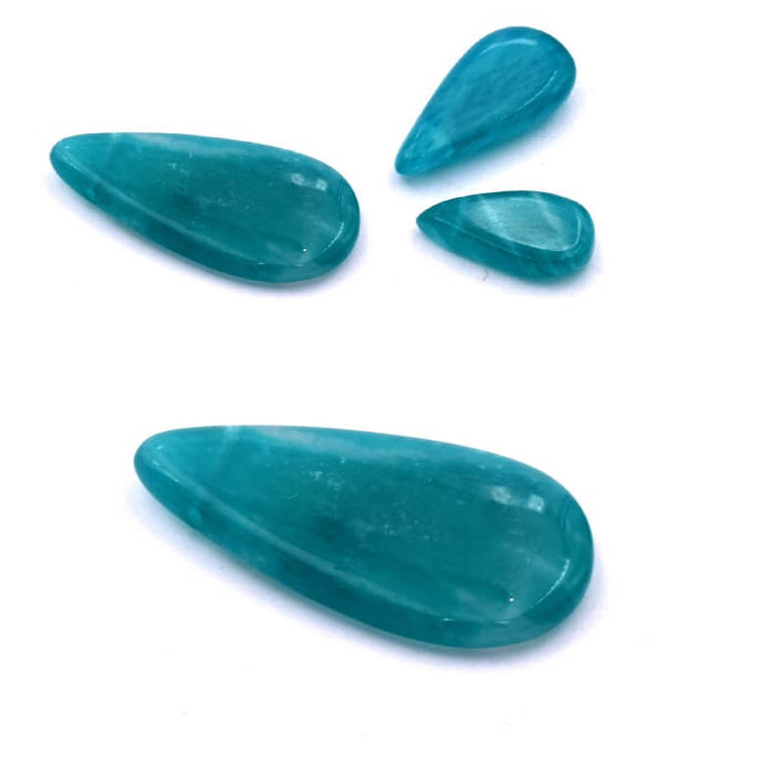 Pendentif perle goutte plate Amazonite de Russie 30-25x14-13mm (1)