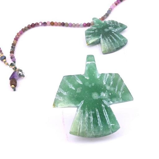 Achat Perle pendentif en jade verte oiseau aigle condor 35x35mm (1)