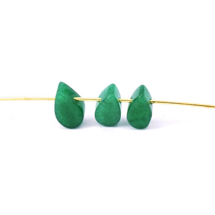 Pendentif perle goutte jade teinté vert 10x5.5x4mm - Trou: 0.7mm (3)
