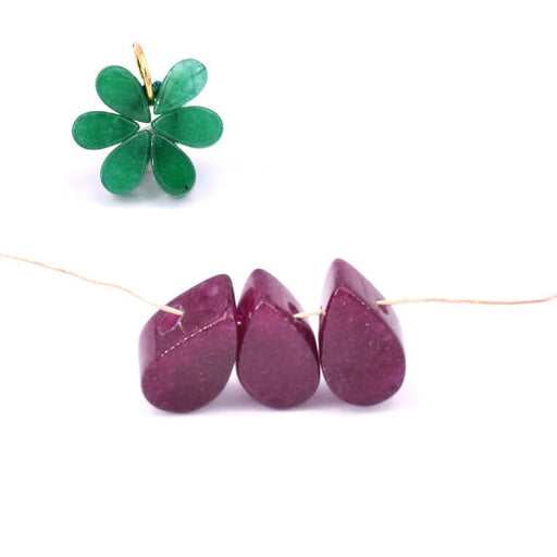 Pendentif perle goutte jade teinté grenat 10x5.5x4mm - Trou: 0.7mm (3)