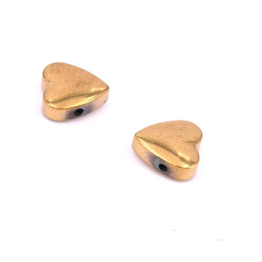 Achat Perles coeur en hématite synthétique doré 8x3mm - Trou: 1mm (2)