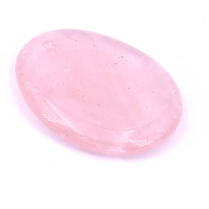 Pendentif galet en quartz rose ovale 41x33mm - Trou: 2mm (1)