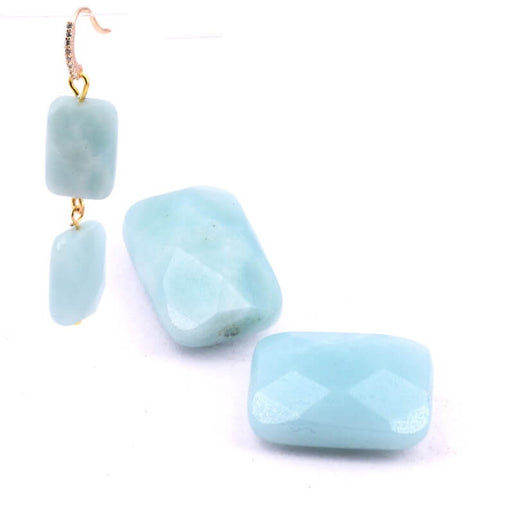 Achat Perle rectangle à facettes en Amazonite 14x10mm - Trou: 1mm (2)