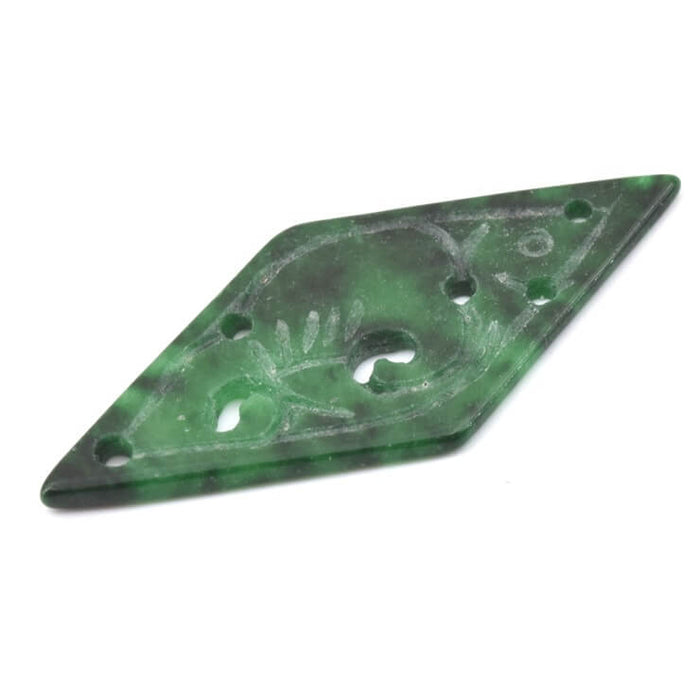 Pendentif connecteur losange ajouré arabesques jade vert 35x17mm (1)