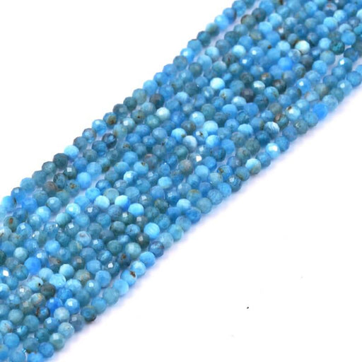 Perle ronde à facettes en Apatite 2.5mm - trou : 0.5mm (1 Fil-38cm)