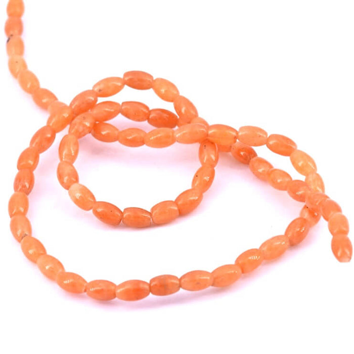 Perle ovale grain de riz en aventurine orange 6.5x4.5mm (1fil-38cm)