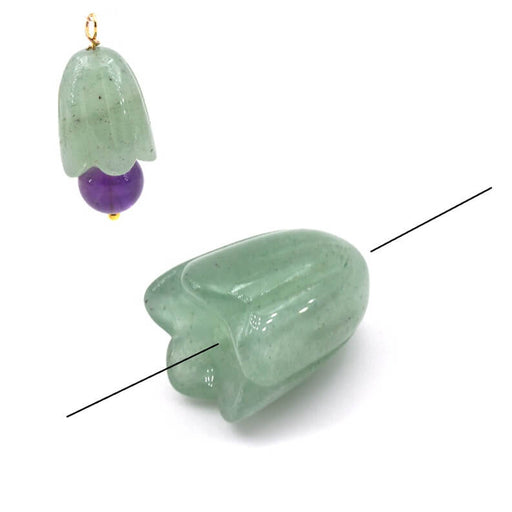 Perle sculptée clochette en aventurine verte 15x11mm (1)