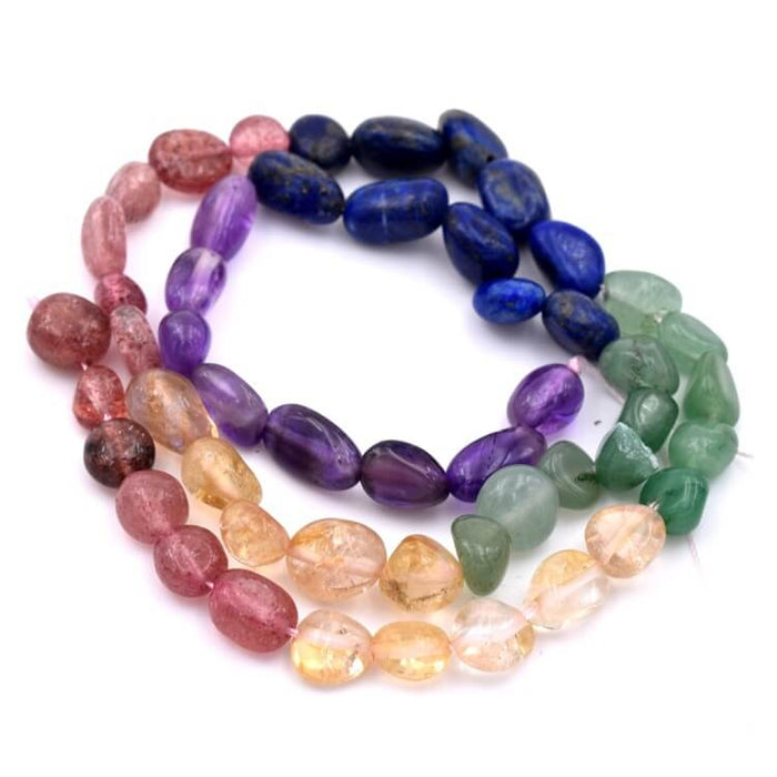 Perle nugget mix chakra 5-11x4-8mm - trou : 0.8mm (1 Fil-39cm)