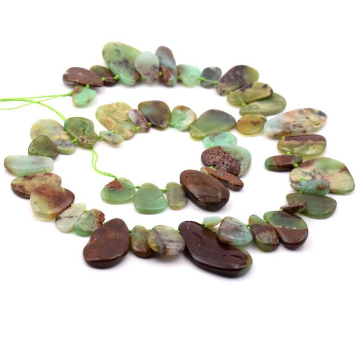 Perle goutte plate en chrysoprase 6-20mm -Trou: 0.5mm (1 Fil-40cm)