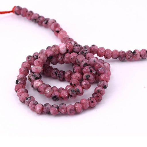 Achat Perles ovales à facettes jade naturel teinté rhodonite - 4x2.5mm (1 rang - 35cm)