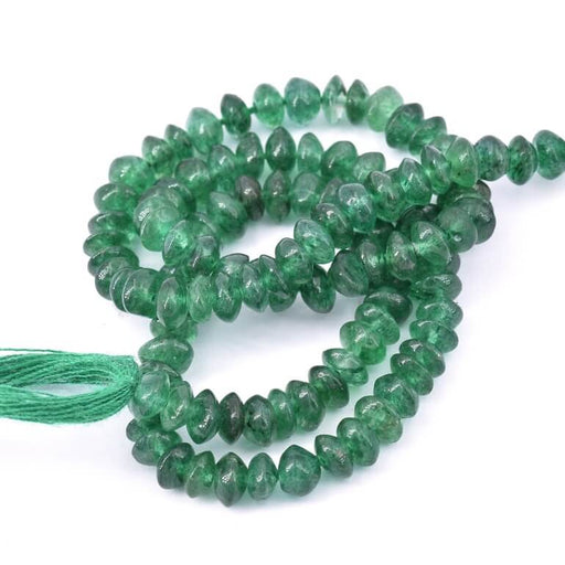 Achat Perle bouton bicone en Aventurine vert foncé 5x3mm (1 Fil-33cm)