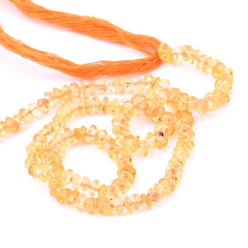 Perle bouton bicone en Citrine 3-4x2-3mm - trou: 0.5mm (1 Fil-34cm)