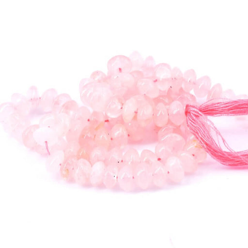 Perle bouton bicone en Quartz rose 5-6x3-4mm (1 Fil-32cm)