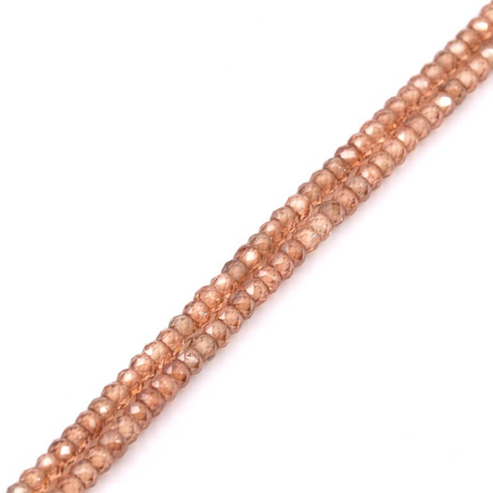 Perle rondelle à facettes en zircon colorado topaz 3x2mm (1 fil-37cm)