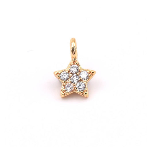 Pendentif charm étoile métal doré pavé zircon cristal 8x5mm (1)