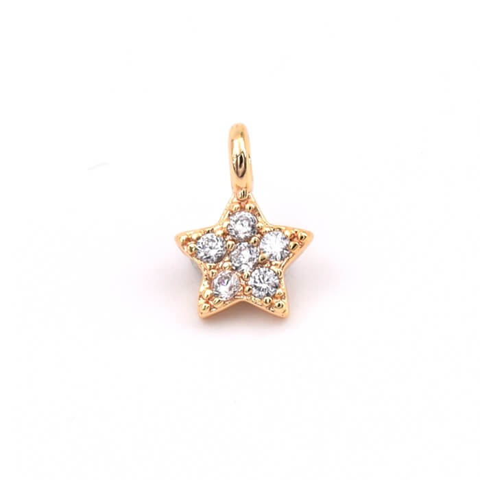 Pendentif charm étoile métal doré pavé zircon cristal 8x5mm (1)