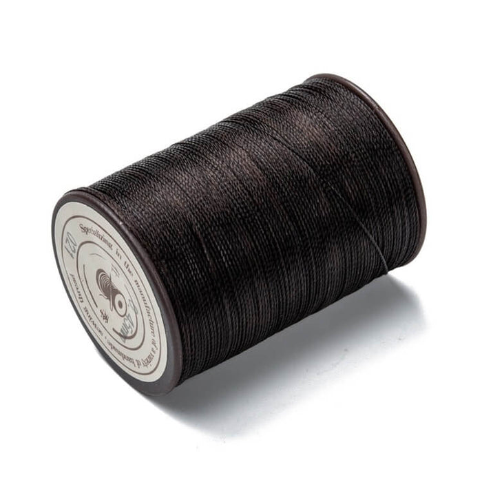 Cordon polyester torsadé ciré Brésilien marron noir 0.45mm (1 Bobine)