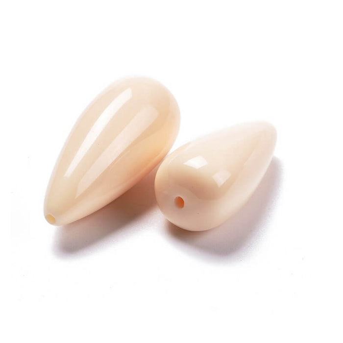 Perle goutte résine blanc ivoire 33x16.5mm - Trou : 1.5mm (2)