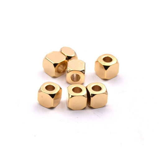 Perles cube en acier inoxydable doré 4x4x4mm (5)