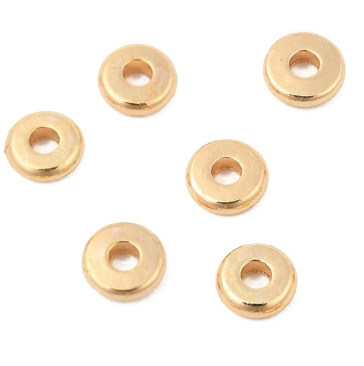 Achat Perles Heishi Séparateur Doré à l&#39;Or Fin 18K, 4x1mm, Trou: 1,2mm (10)